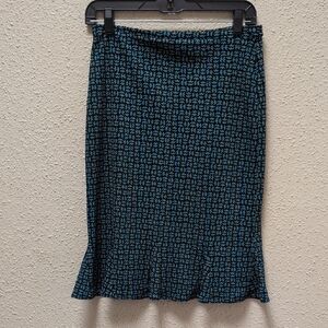 Express Black and Blue Patterned Pencil Skirt